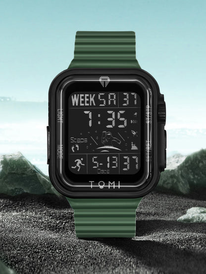 TOMI Pro Mens Smartwatch 1.86 '' AMOLED Tela Sensível Ao Toque Quadrado, Mostrador Obsidian, Data/Tempo/Semana Excluso Design Minimalista Elegante