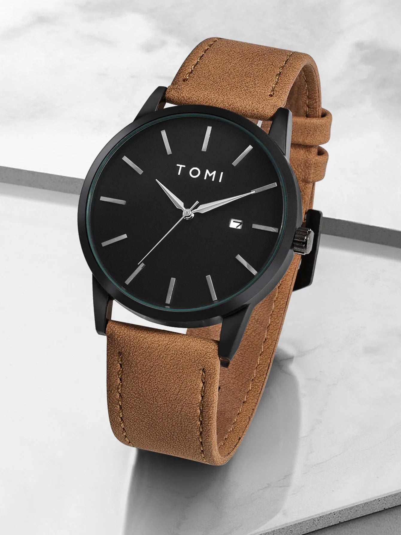 Venda quente tomi masculino 4 pçs caixa de presente conjunto relógio minimalista casual masculino relógio de quartzo gravata clipe manga fivela relógio presente relojes