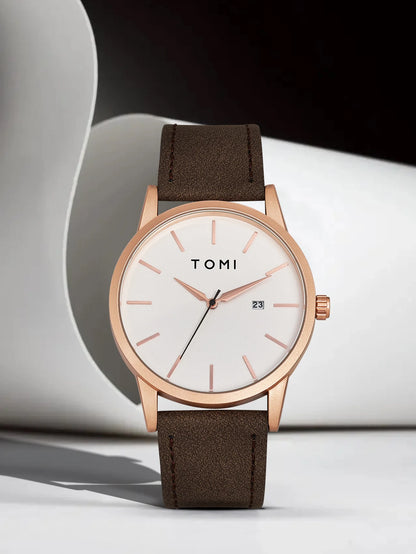 Relógio masculino da moda da marca TOMI luxuoso relógio de quartzo com design de mostrador de disco pequeno