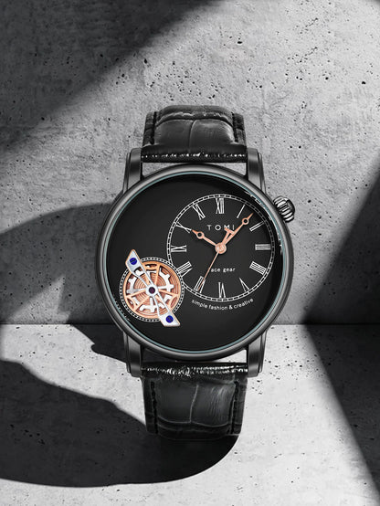 Tomi conjunto caixa de presente luxo e elegante relógio de quartzo masculino calendário de lazer pulseira dupla relógio de quartzo presente do festival