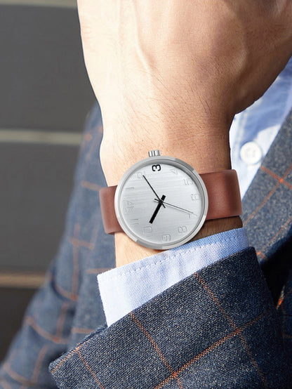 TOMI Relógio Masculino Luxo Cinto Marrom Relógio de Quartzo Masculino e Feminino Lazer Simples Relógio Masculino Presente