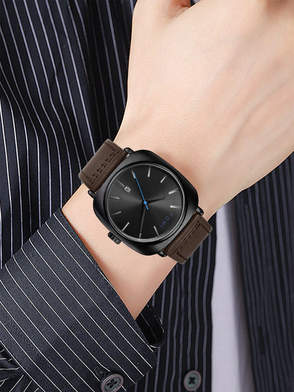 Tomi 2 pçs masculino casual moda relógio óculos conjunto de presente clássico simples caso quadrado relógio de quartzo masculino conjunto de presente reloj