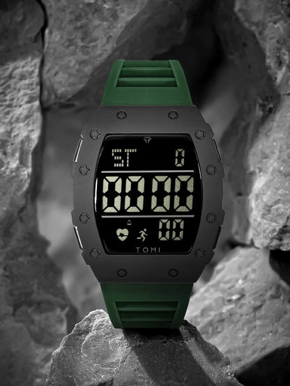 Tomi relógio digital led masculino barril de vinho relógio multifuncional ao ar livre à prova dwaterproof água fitness esportes relógio estudante