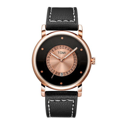 TOMI Relógio Masculino Minimalista Couro Preto Moda Minimalista Relógio de Quartzo Masculino Premium Business Quartz Watch