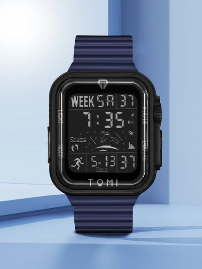 TOMI Pro Mens Smartwatch 1.86 '' AMOLED Tela Sensível Ao Toque Quadrado, Mostrador Obsidian, Data/Tempo/Semana Excluso Design Minimalista Elegante