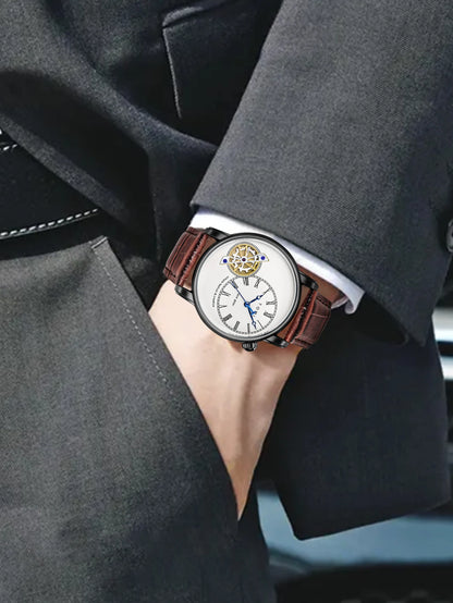 Tomi conjunto caixa de presente luxo e elegante relógio de quartzo masculino calendário de lazer pulseira dupla relógio de quartzo presente do festival