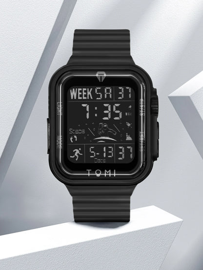 TOMI Pro Mens Smartwatch 1.86 '' AMOLED Tela Sensível Ao Toque Quadrado, Mostrador Obsidian, Data/Tempo/Semana Excluso Design Minimalista Elegante