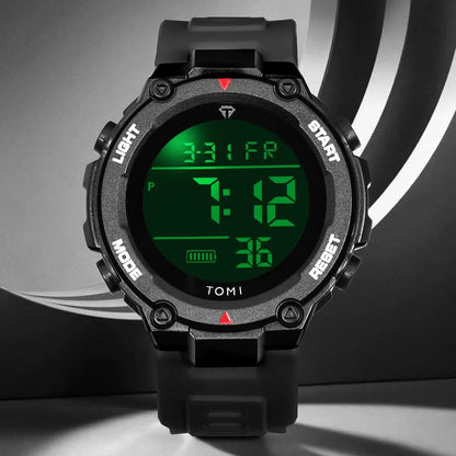 TOMI Relógio Digital Tático Militar Verde Preto 4 Botões Modos Esportivos À Prova de Choque À Prova D 'Água Caminhadas Ao Ar Livre