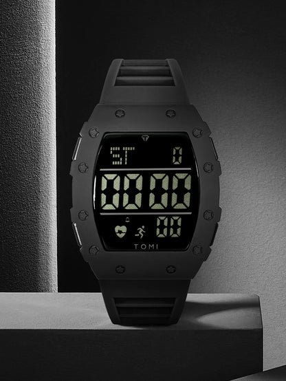 Tomi relógio digital led masculino barril de vinho relógio multifuncional ao ar livre à prova dwaterproof água fitness esportes relógio estudante