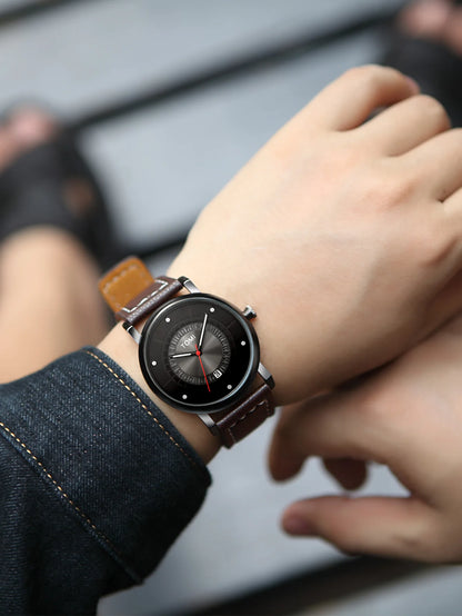 TOMI Relógio Masculino Minimalista Couro Preto Moda Minimalista Relógio de Quartzo Masculino Premium Business Quartz Watch