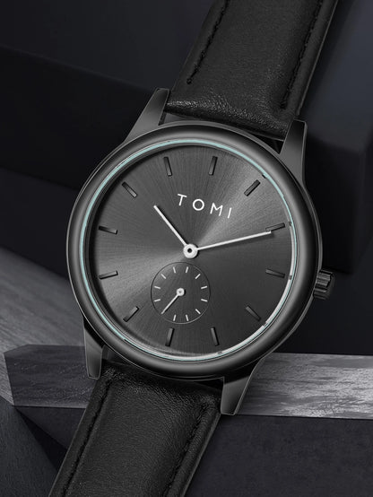 TOMI Fashion Masculino Relógio de quartzo com meio cinto de dois pinos casual e minimalista masculino