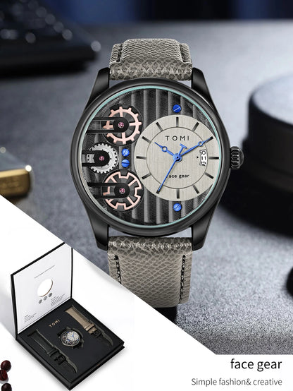 Relógio de quartzo de pulseira destacável TOMI masculino, conjunto combinado caixa presente, luxo e negócios simples, presente Festival