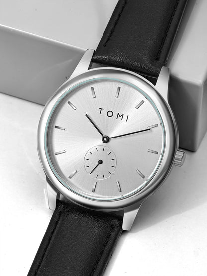 TOMI Fashion Masculino Relógio de quartzo com meio cinto de dois pinos casual e minimalista masculino