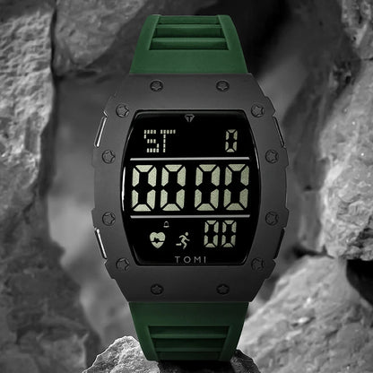 Tomi relógio digital led masculino barril de vinho relógio multifuncional ao ar livre à prova dwaterproof água fitness esportes relógio estudante