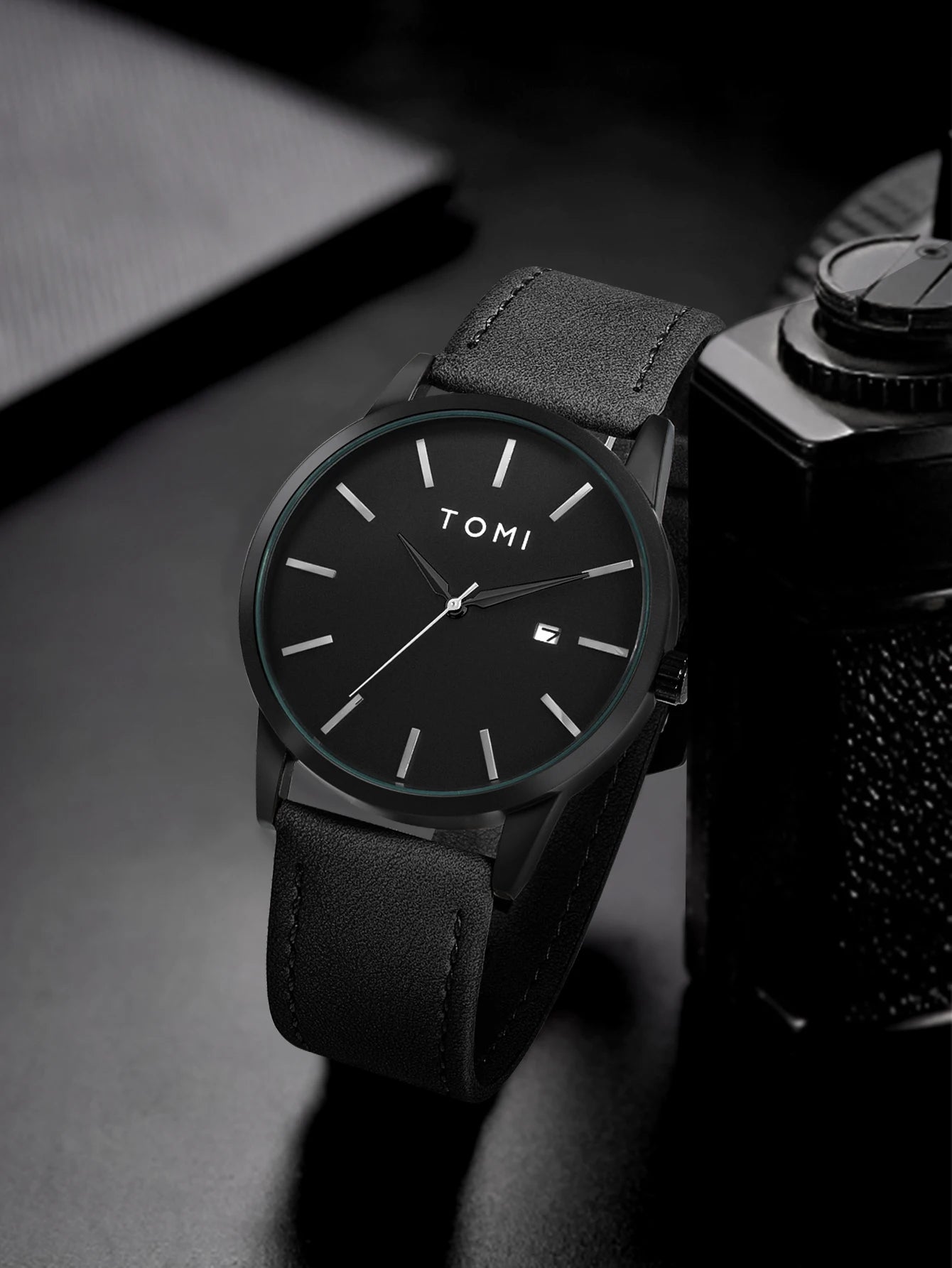 Venda quente tomi masculino 4 pçs caixa de presente conjunto relógio minimalista casual masculino relógio de quartzo gravata clipe manga fivela relógio presente relojes