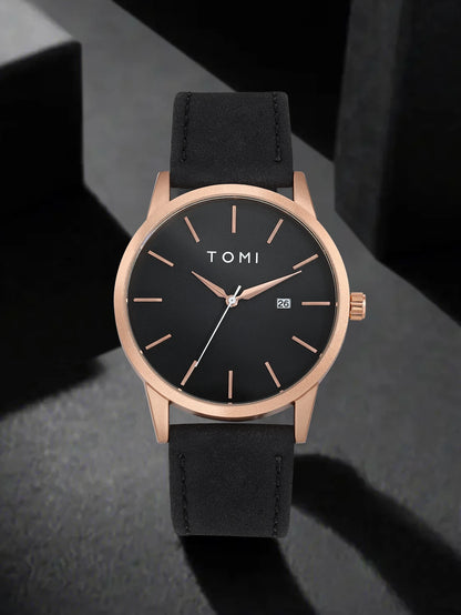 Relógio masculino da moda da marca TOMI luxuoso relógio de quartzo com design de mostrador de disco pequeno