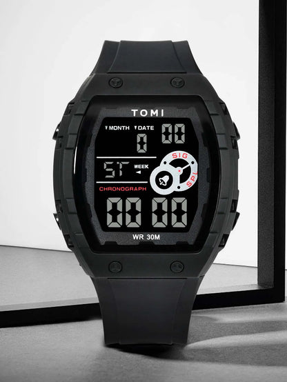 TOMI Esporte Masculino Multi funcional Relógio Esportivo Ao Ar Livre À Prova D 'Água Data Luminosa LED Digital Estudante Relógio Eletrônico