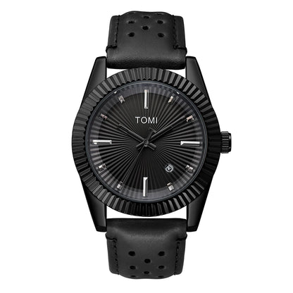 TOMI Moda Masculina Clássico Relógio Masculino e Feminino Versátil Tendência Calendário de Negócios Relógio de Quartzo de Couro Marrom