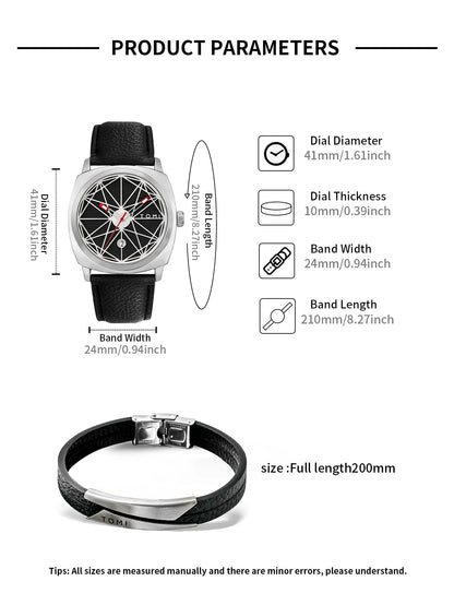 Tomi 2024 novo 2 pçs relógio masculino pulseira presente conjunto de luxo negócios versátil calendário relógio quartzo masculino e relógio presente reloj
