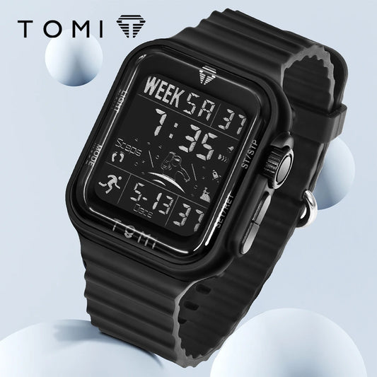 TOMI Pro Mens Smartwatch 1.86 '' AMOLED Tela Sensível Ao Toque Quadrado, Mostrador Obsidian, Data/Tempo/Semana Excluso Design Minimalista Elegante