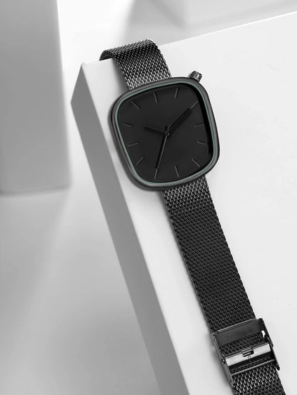 TOMI Relógio Minimalista Masculino Moda Versátil Relógio Quadrado Masculino e Feminino Escala Preto e Branco Relógio de Quartzo Premium