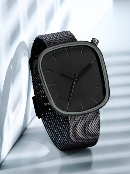 TOMI Relógio Minimalista Masculino Moda Versátil Relógio Quadrado Masculino e Feminino Escala Preto e Branco Relógio de Quartzo Premium