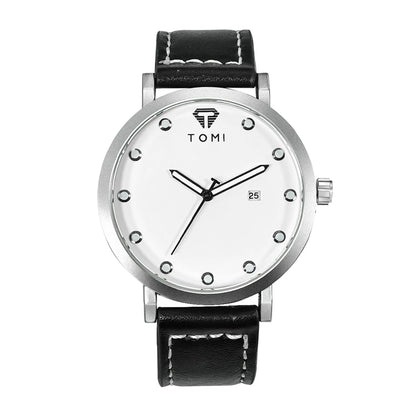 Tomi moda minimalista relógio masculino ao ar livre militar mostrador redondo relógio de quartzo de negócios masculino versátil retro relógio festival presente
