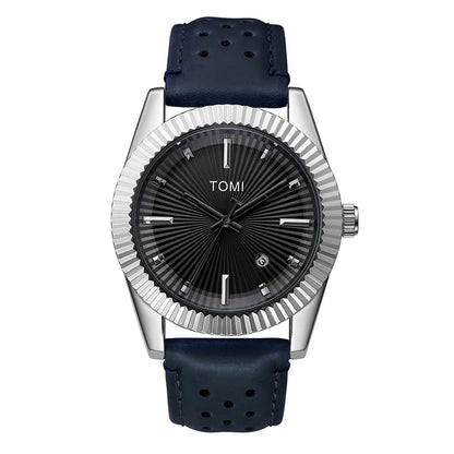 TOMI Moda Masculina Clássico Relógio Masculino e Feminino Versátil Tendência Calendário de Negócios Relógio de Quartzo de Couro Marrom