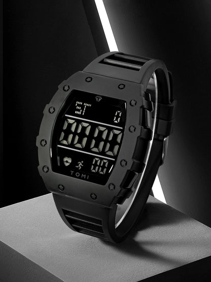 Tomi relógio digital led masculino barril de vinho relógio multifuncional ao ar livre à prova dwaterproof água fitness esportes relógio estudante