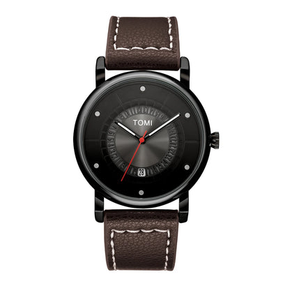 TOMI Relógio Masculino Minimalista Couro Preto Moda Minimalista Relógio de Quartzo Masculino Premium Business Quartz Watch