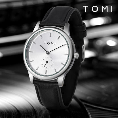 TOMI Fashion Masculino Relógio de quartzo com meio cinto de dois pinos casual e minimalista masculino