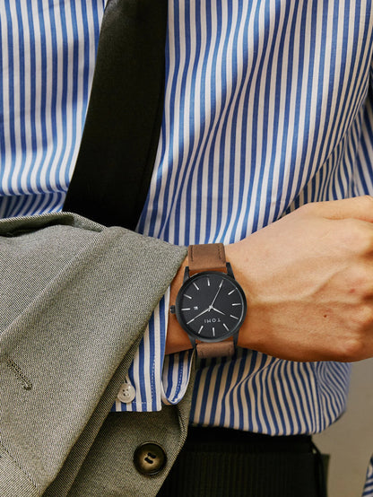 Venda quente tomi masculino 4 pçs caixa de presente conjunto relógio minimalista casual masculino relógio de quartzo gravata clipe manga fivela relógio presente relojes