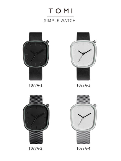 TOMI Relógio Minimalista Masculino Moda Versátil Relógio Quadrado Masculino e Feminino Escala Preto e Branco Relógio de Quartzo Premium