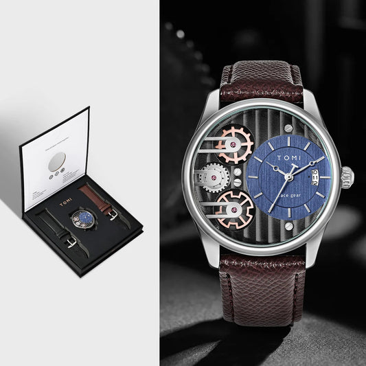 Relógio de quartzo de pulseira destacável TOMI masculino, conjunto combinado caixa presente, luxo e negócios simples, presente Festival