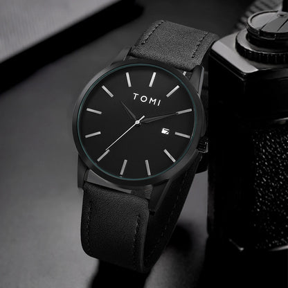 Relógio masculino da moda da marca TOMI luxuoso relógio de quartzo com design de mostrador de disco pequeno