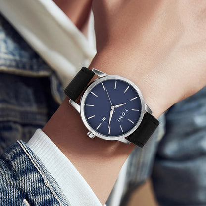 Venda quente tomi masculino 4 pçs caixa de presente conjunto relógio minimalista casual masculino relógio de quartzo gravata clipe manga fivela relógio presente relojes