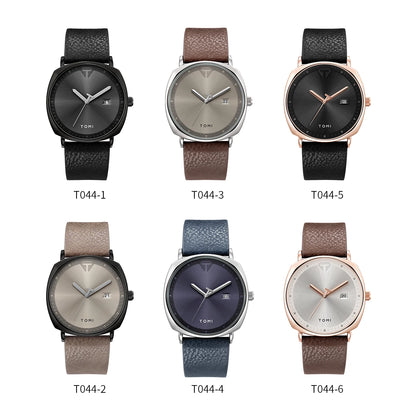 TOMI Relógio Masculino Minimalista Moda Esportes Relógio Calendário Couro Casual Relógio de Quartzo