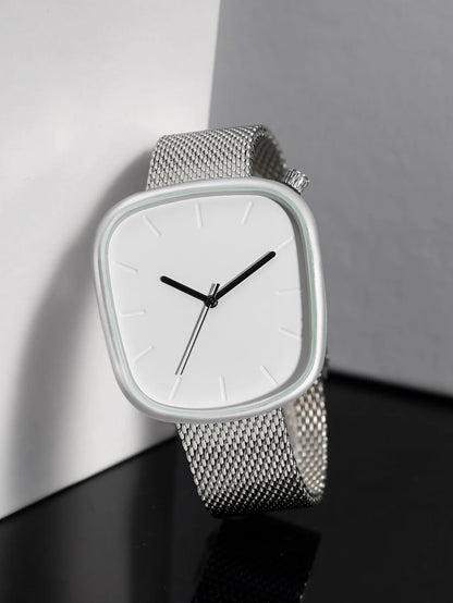 TOMI Relógio Minimalista Masculino Moda Versátil Relógio Quadrado Masculino e Feminino Escala Preto e Branco Relógio de Quartzo Premium