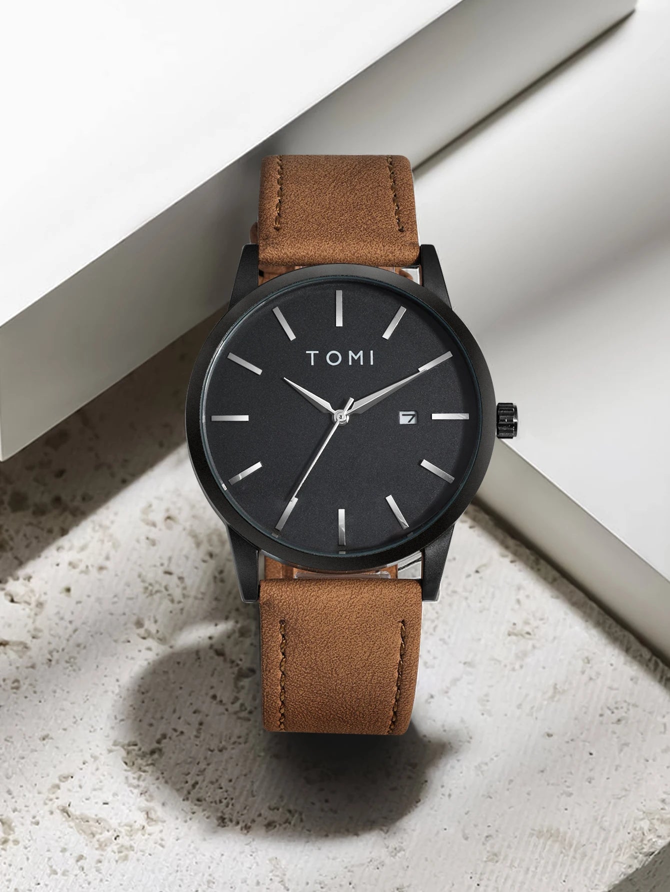 Venda quente tomi masculino 4 pçs caixa de presente conjunto relógio minimalista casual masculino relógio de quartzo gravata clipe manga fivela relógio presente relojes