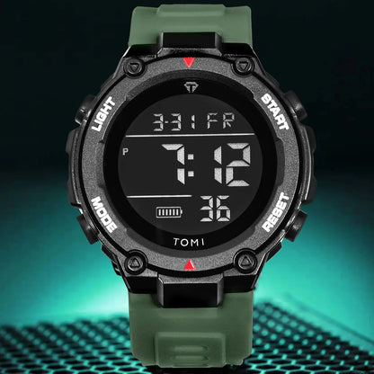 TOMI Relógio Digital Tático Militar Verde Preto 4 Botões Modos Esportivos À Prova de Choque À Prova D 'Água Caminhadas Ao Ar Livre
