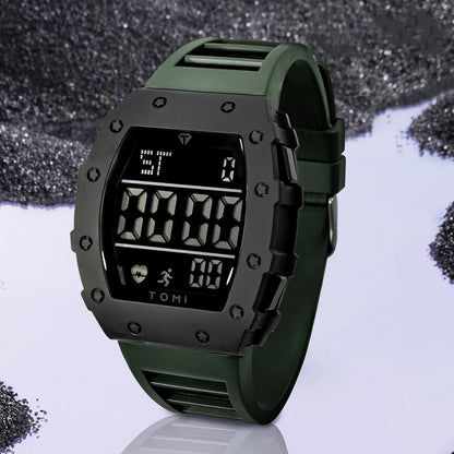 Tomi relógio digital led masculino barril de vinho relógio multifuncional ao ar livre à prova dwaterproof água fitness esportes relógio estudante