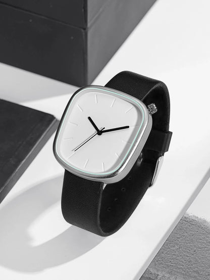 TOMI Relógio Minimalista Masculino Moda Versátil Relógio Quadrado Masculino e Feminino Escala Preto e Branco Relógio de Quartzo Premium